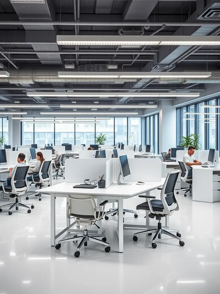 A photo of a spotless office space, emphasizing the cleanliness and organization achieved by J E N BUILDING CLEANING SERVICES LLC.