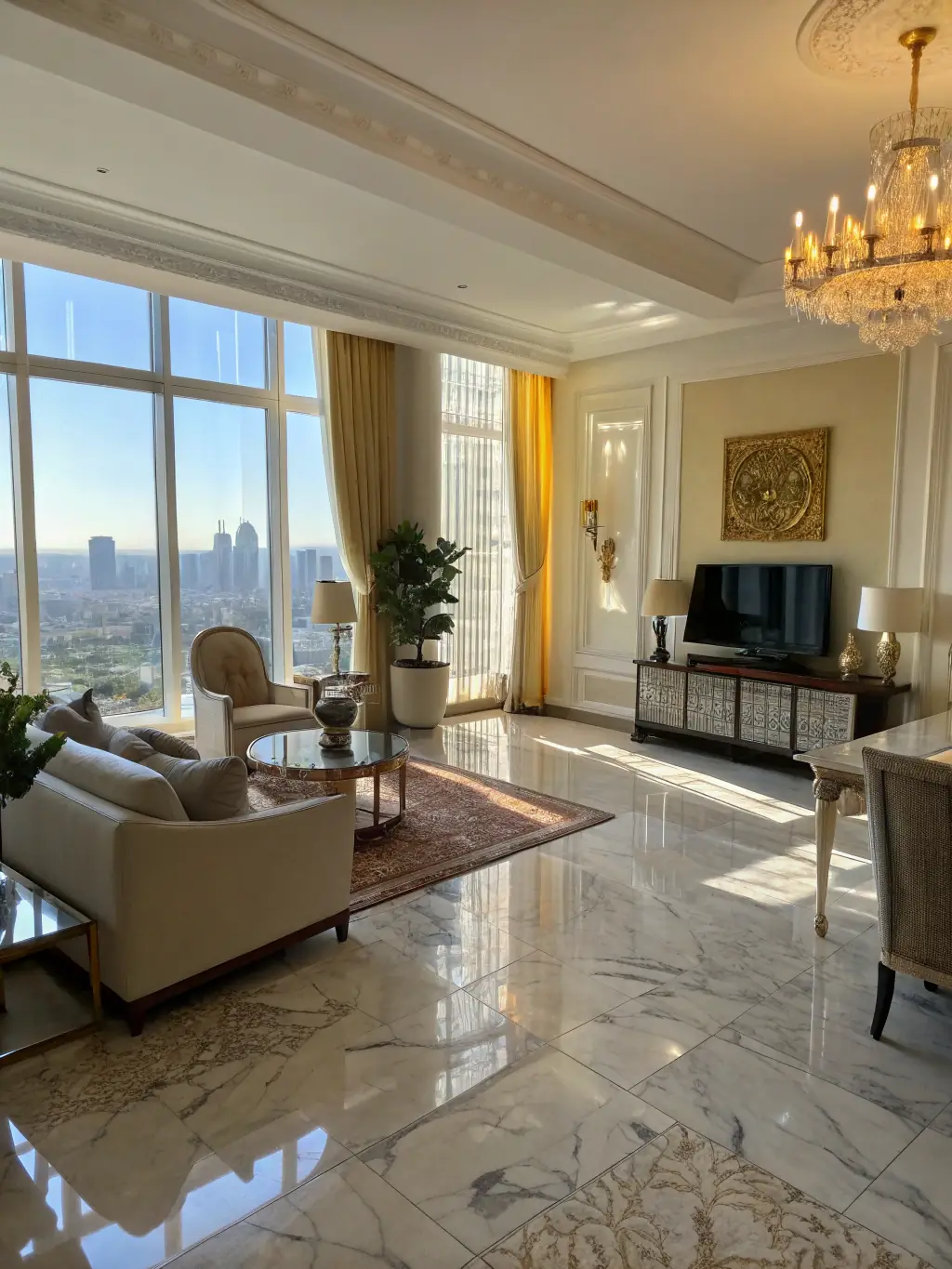 A photo of a sparkling clean villa, showcasing the luxurious and hygienic environment achieved through J E N BUILDING CLEANING SERVICES LLC.